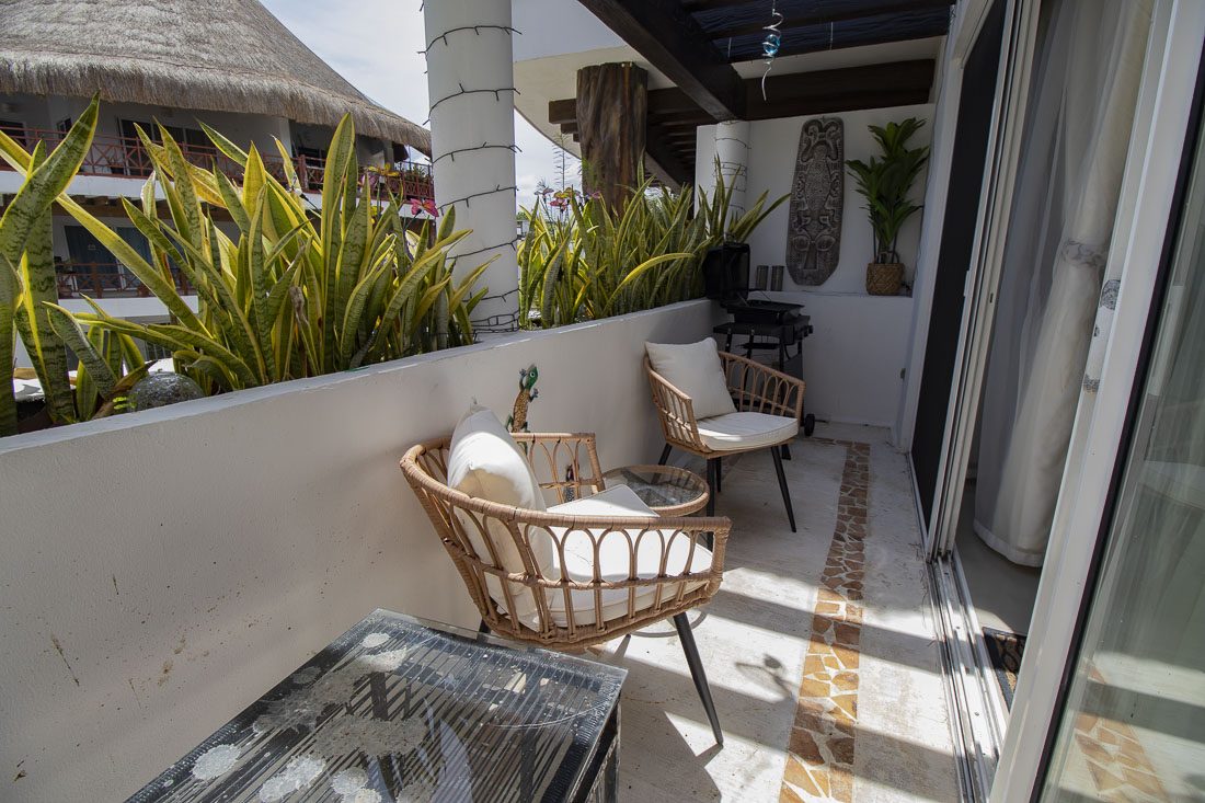 Bedroom view at Avalon del Sol with private patio doors